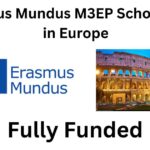 Eramus Mundus logo on the right and image on the right showing scholarship in europe for foreign students. Fully funded written in the bottom. Explaining Fully Funded Scholarship in Europe for International Students