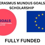 GOALS logo on left and Europe logo on right side showing top heading scholarship in Europe and Fully Funded at the bottom